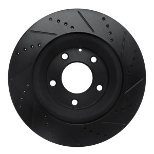 Mazda RX-8 Brake Rotor (1) - Rear Left - R1 Concepts - Drilled & Slotted - Black - `04-`11